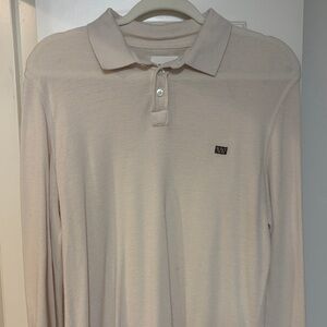 Billy Reid Cream Long Sleeve Polo